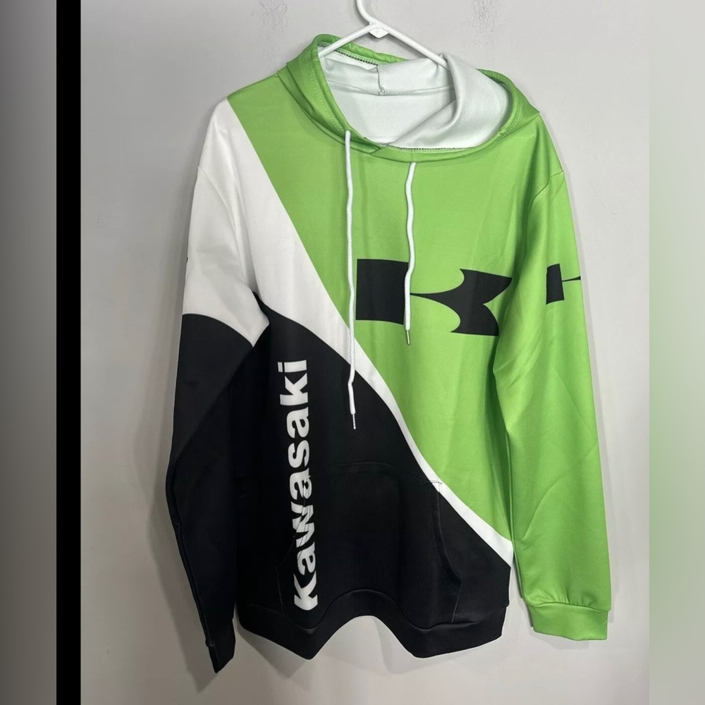 Kawasaki hoodie size Large men new Green Black Logo